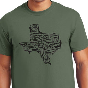 Military Green Texas Gun State Shirt military weapons
