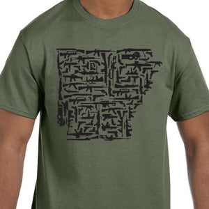 Military Green Arkansas Gun State Shirt