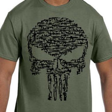 Load image into Gallery viewer, Military Green Punisher gun skull shirt military weapon
