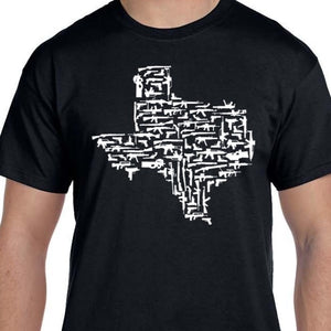 Black Texas Gun State Shirt Rifle Shotgun Pistol
