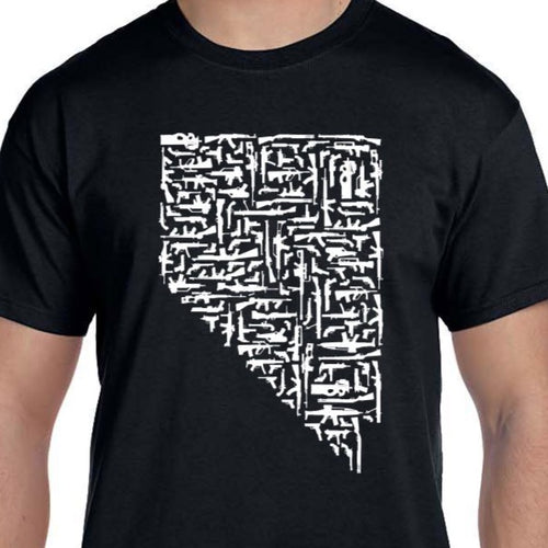 Black Nevada Gun State Shirt rifle shotgun pistol