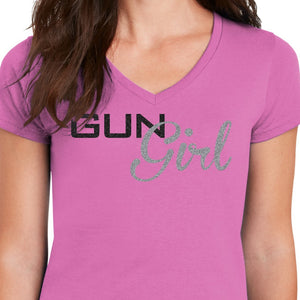 Pink glitter gun girl shirt