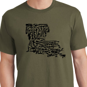 Military Green Louisiana Gun State Shirt